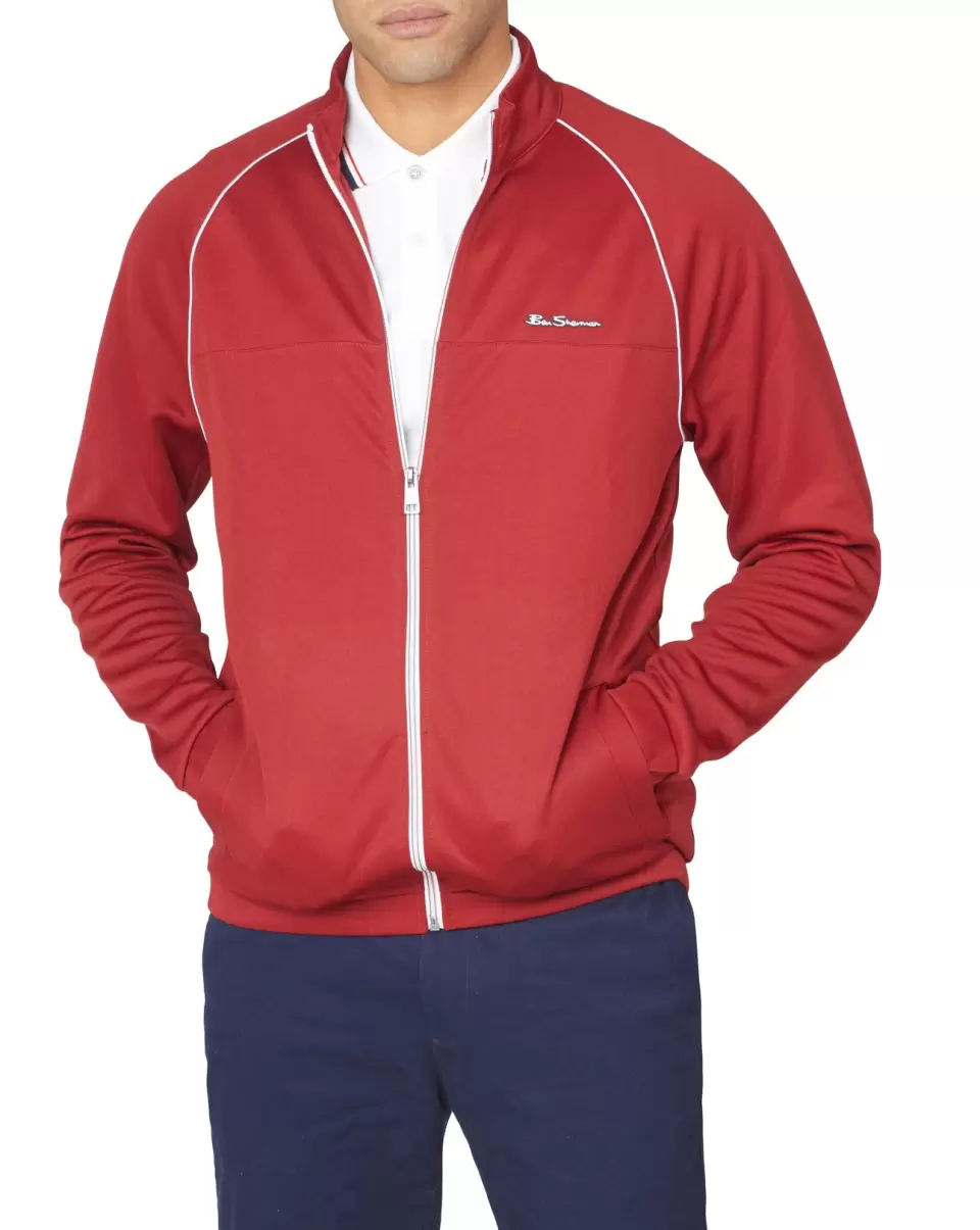 Tricot Zip-Through Track Jacket - Red Red Men Ben Sherman Style Sweatshirts & Hoodies