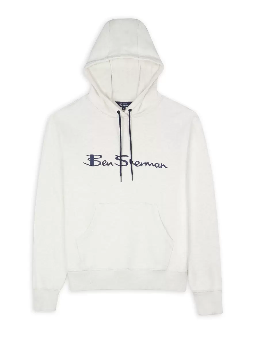 Embroidered Logo Hoodie - Ecru Premium Ecru Men Sweatshirts & Hoodies Ben Sherman - 4