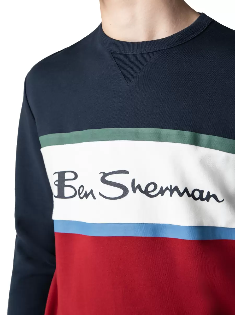 Sweatshirts & Hoodies Ben Sherman Special Deal Color Blocked Logo Sweatshirt - Dark Navy Men Dark Navy - 2
