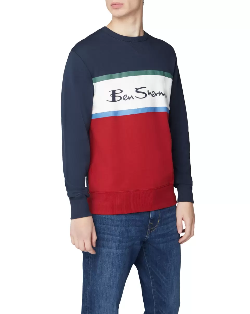 Sweatshirts & Hoodies Ben Sherman Special Deal Color Blocked Logo Sweatshirt - Dark Navy Men Dark Navy