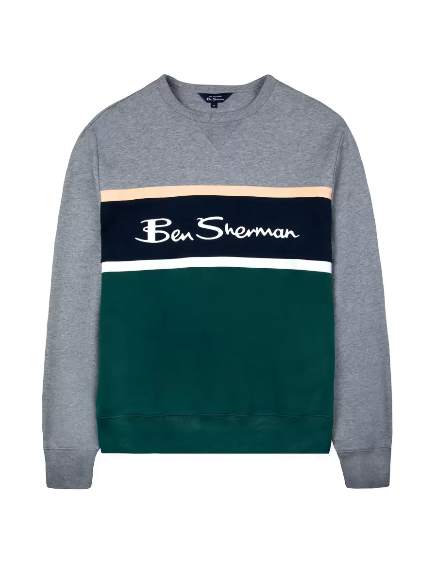 Sweatshirts & Hoodies Steel Color Blocked Logo Sweatshirt - Steel Men Ben Sherman Custom - 4