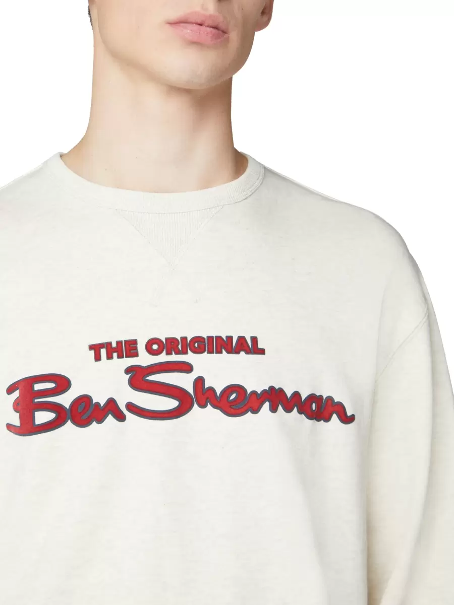 Signature Logo Sweatshirt - Ecru Sleek Sweatshirts & Hoodies Men Ecru Ben Sherman - 2