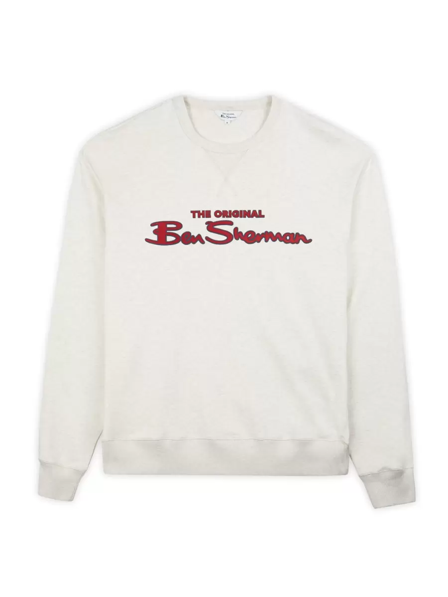 Signature Logo Sweatshirt - Ecru Sleek Sweatshirts & Hoodies Men Ecru Ben Sherman - 4