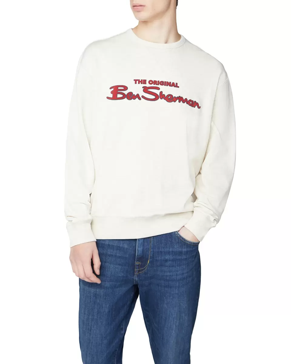 Signature Logo Sweatshirt - Ecru Sleek Sweatshirts & Hoodies Men Ecru Ben Sherman