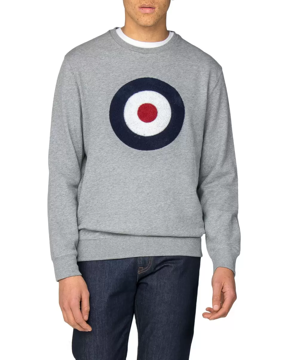 Grey Men Sweatshirts & Hoodies Applique Target Sweatshirt - Grey Ben Sherman Popular
