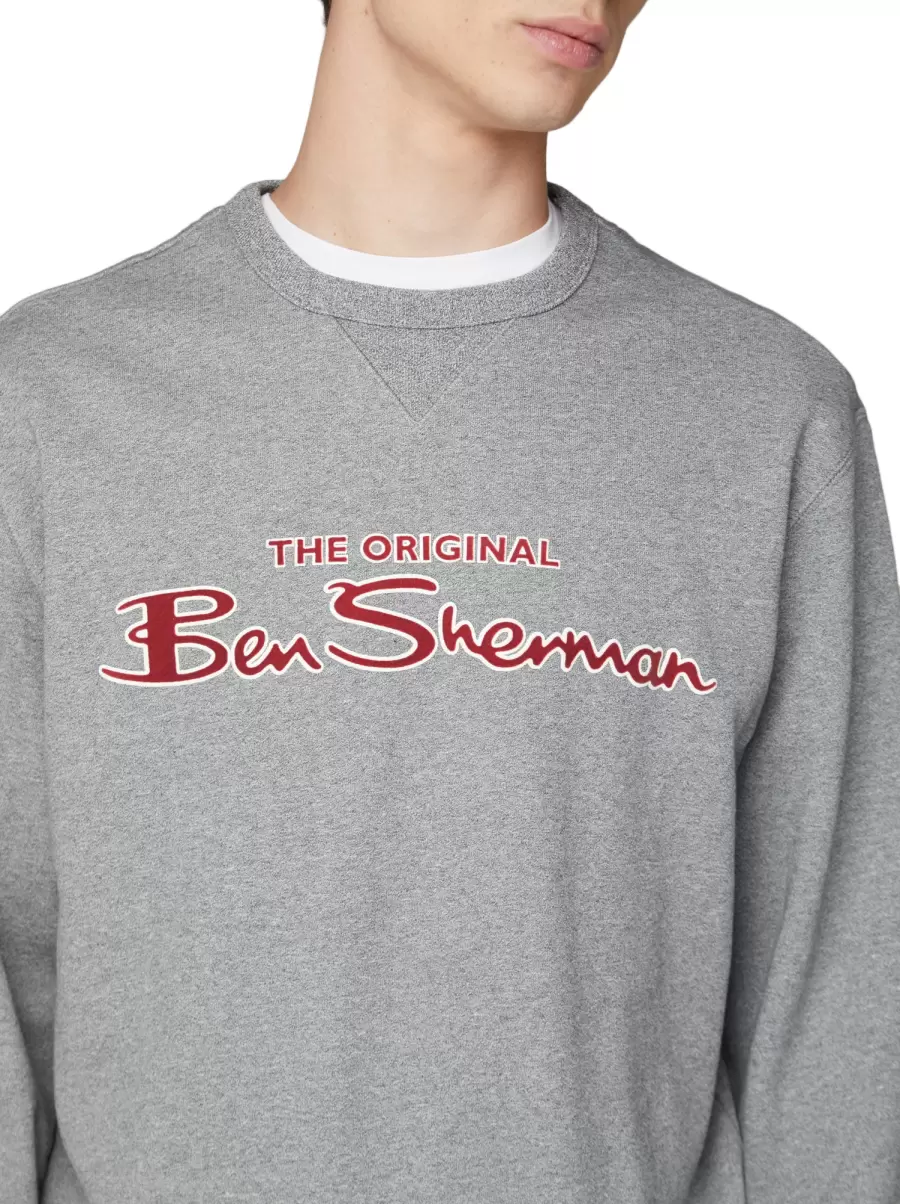 Crewneck Logo Sweatshirt - Aluminum Men Aluminum Ben Sherman Coupon Sweatshirts & Hoodies - 2
