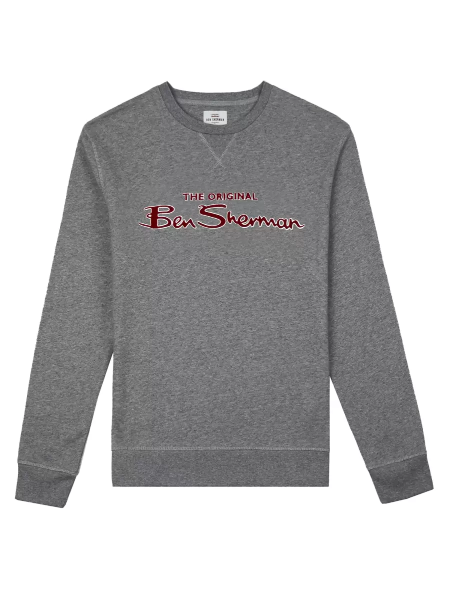 Crewneck Logo Sweatshirt - Aluminum Men Aluminum Ben Sherman Coupon Sweatshirts & Hoodies - 4