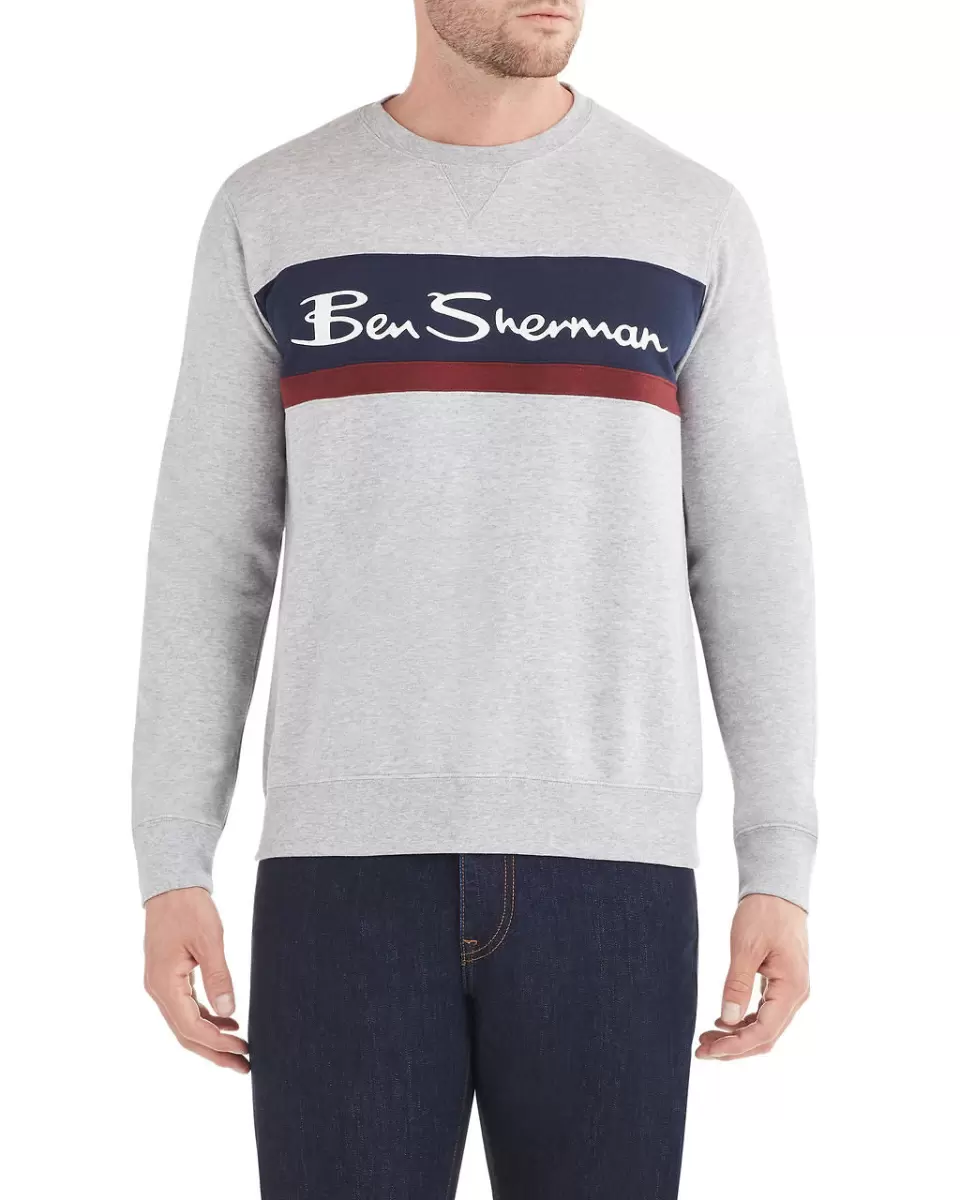 Exclusive Light Grey Sweatshirts & Hoodies Color Block Logo Crew Sweatshirt - Light Grey Ben Sherman Men