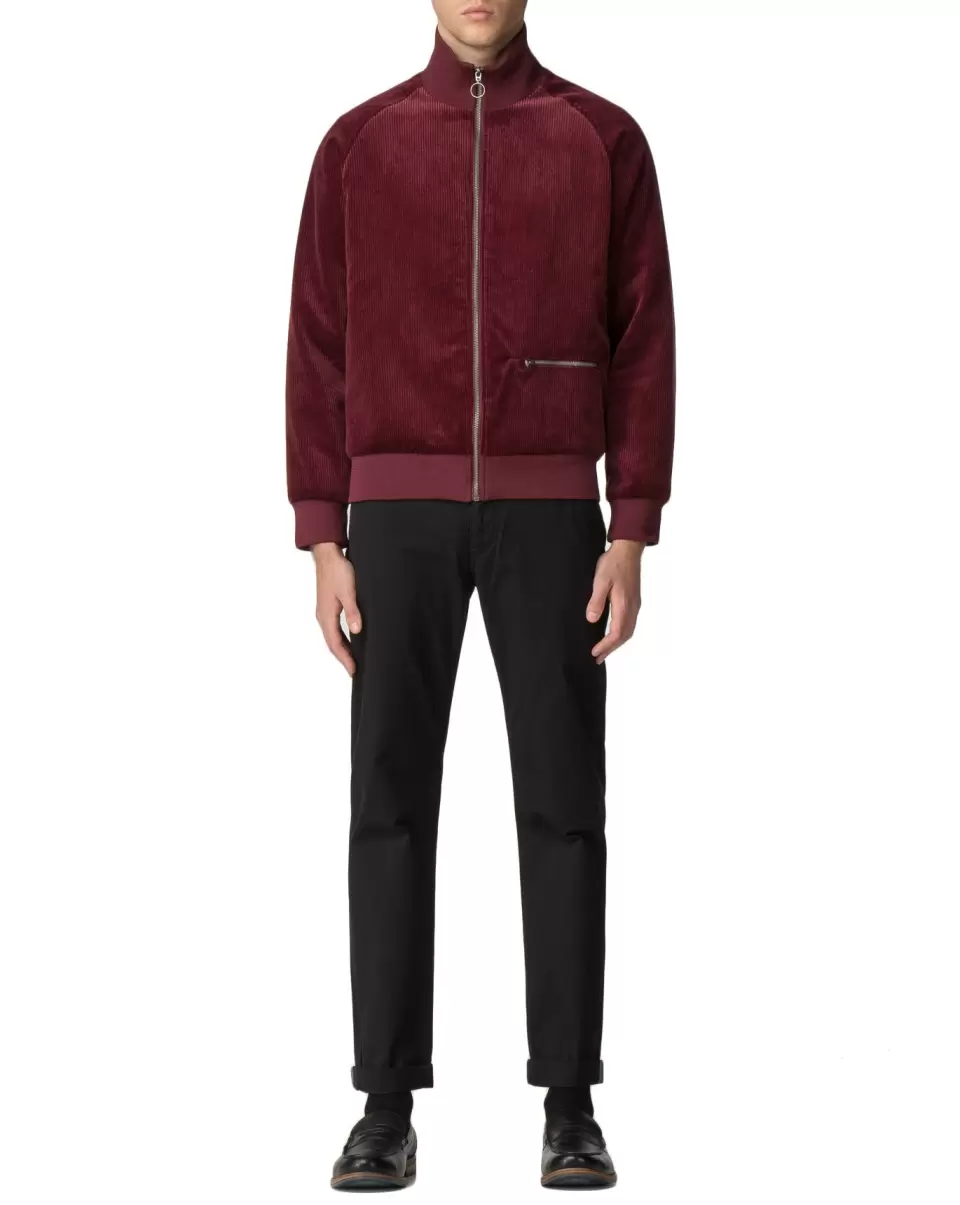 Men Ben Sherman Burgundy Sweatshirts & Hoodies Cord/Faux Suede Track Jacket - Burgundy Normal - 1