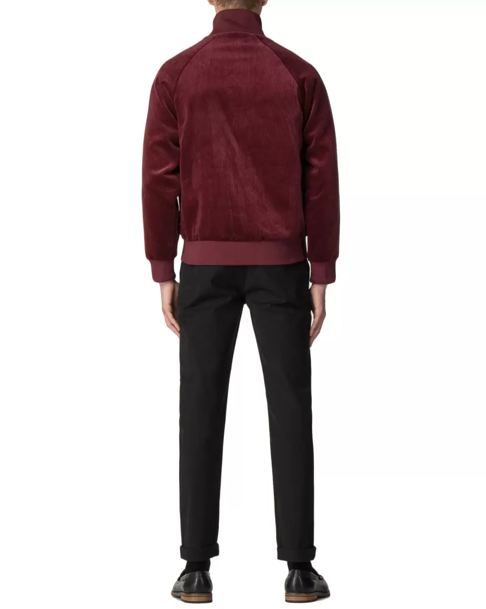 Men Ben Sherman Burgundy Sweatshirts & Hoodies Cord/Faux Suede Track Jacket - Burgundy Normal - 2
