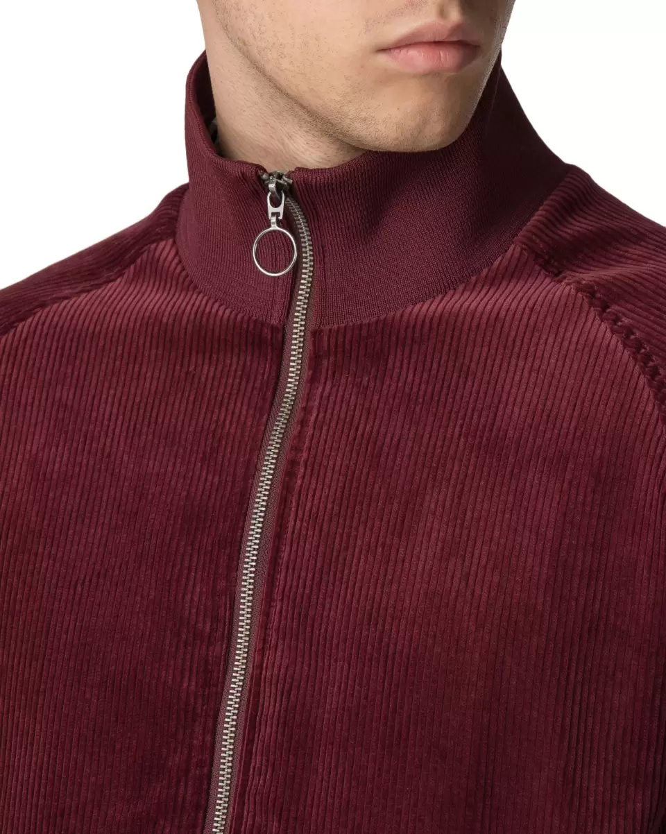 Men Ben Sherman Burgundy Sweatshirts & Hoodies Cord/Faux Suede Track Jacket - Burgundy Normal - 3
