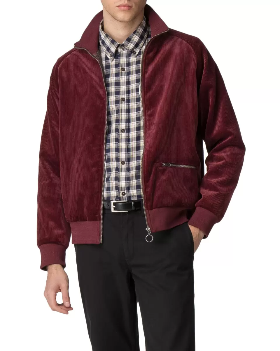 Men Ben Sherman Burgundy Sweatshirts & Hoodies Cord/Faux Suede Track Jacket - Burgundy Normal