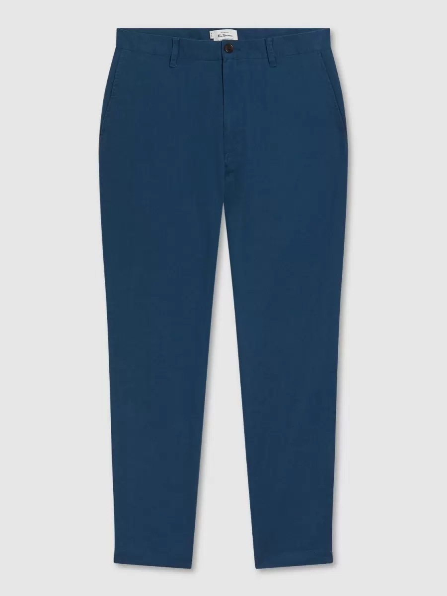 Blue Pants & Chinos Fresh Men Ben Sherman Signature Slim Taper Linen Trousers - Blue - 5