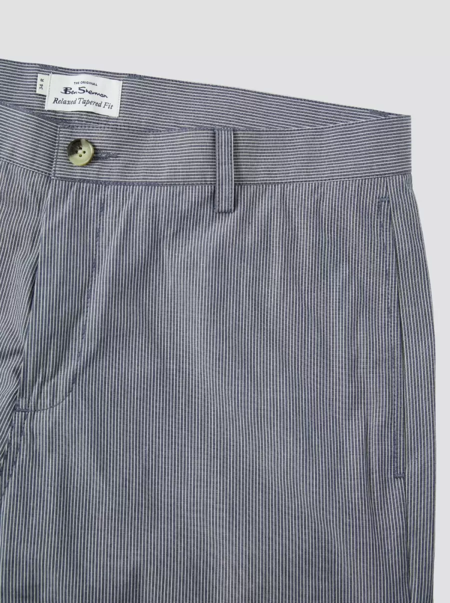 Men Pants & Chinos B By Ben Sherman Cotton Taper Trousers Blue Shadow Aesthetic - 4