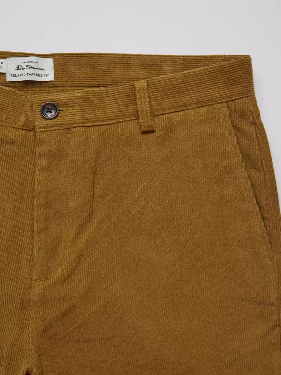 Secure Tapered Corduroy Trouser - Bronze Men Ben Sherman Pants & Chinos Bronze - 1