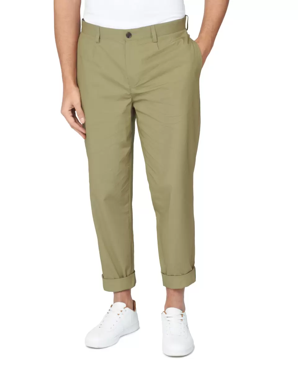 Olive Poplin Relaxed-Taper Pleated Trouser - Olive Pants & Chinos Ben Sherman Classic Men - 2