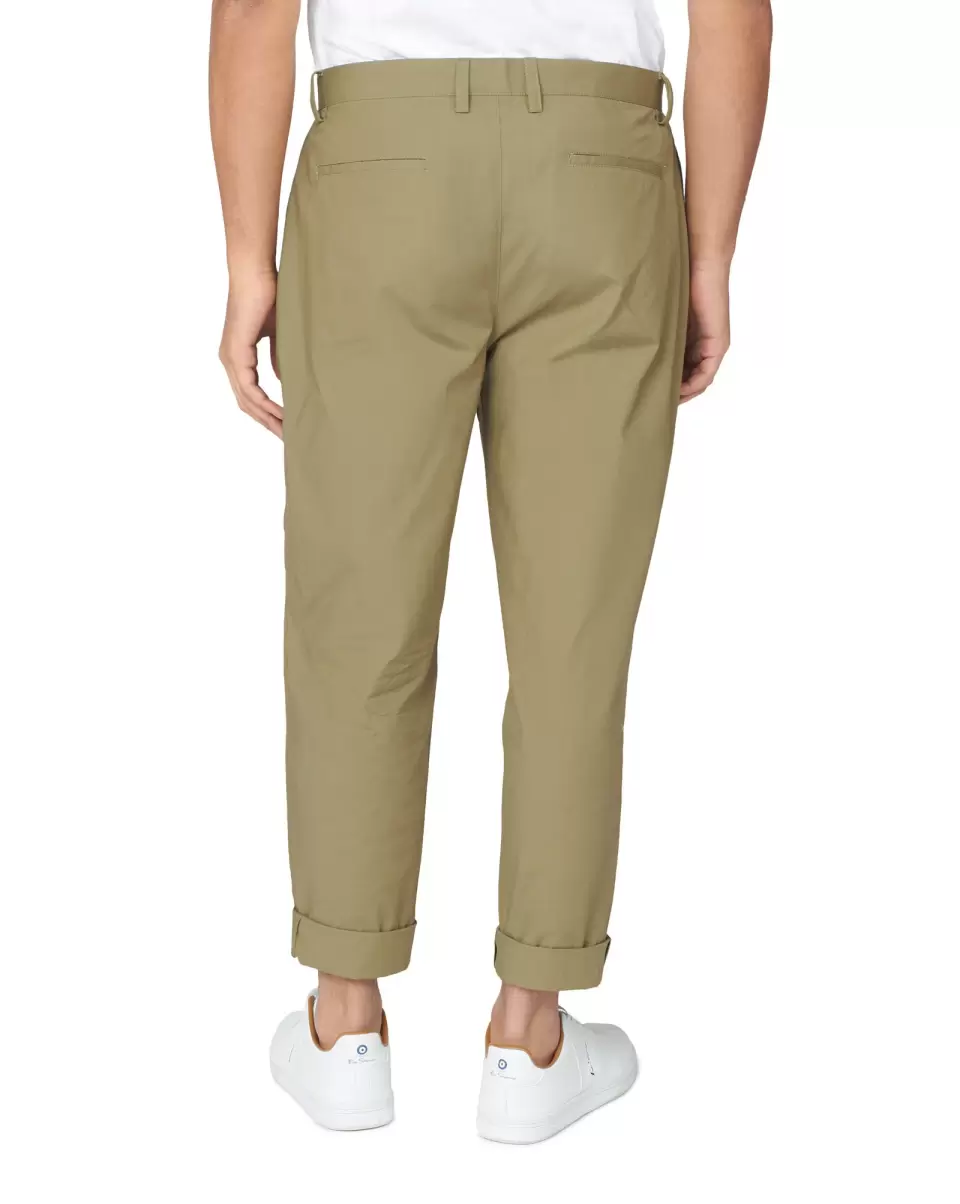 Olive Poplin Relaxed-Taper Pleated Trouser - Olive Pants & Chinos Ben Sherman Classic Men - 3
