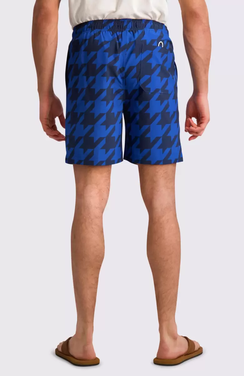 Unique Shorts Houndstooth Print Swim Trunks True Blue Men Ben Sherman - 1