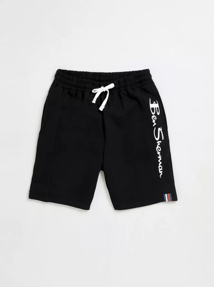 Men Ben Sherman Black Casual Knit Logo Shorts - Black Shorts Sleek - 4