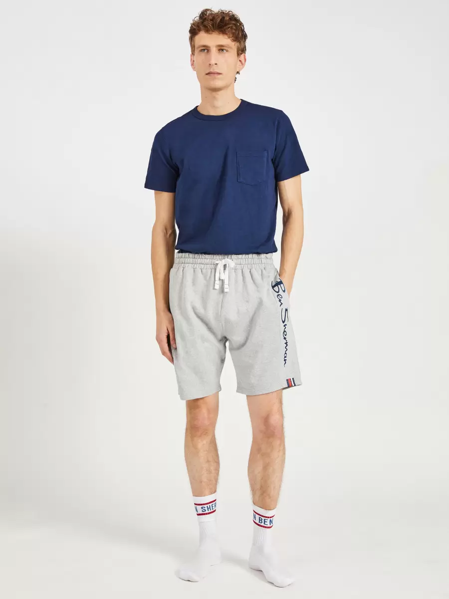 Ben Sherman Grey Uncompromising Casual Knit Logo Shorts - Grey Shorts Men - 1