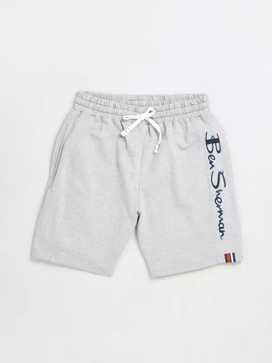 Ben Sherman Grey Uncompromising Casual Knit Logo Shorts - Grey Shorts Men - 4