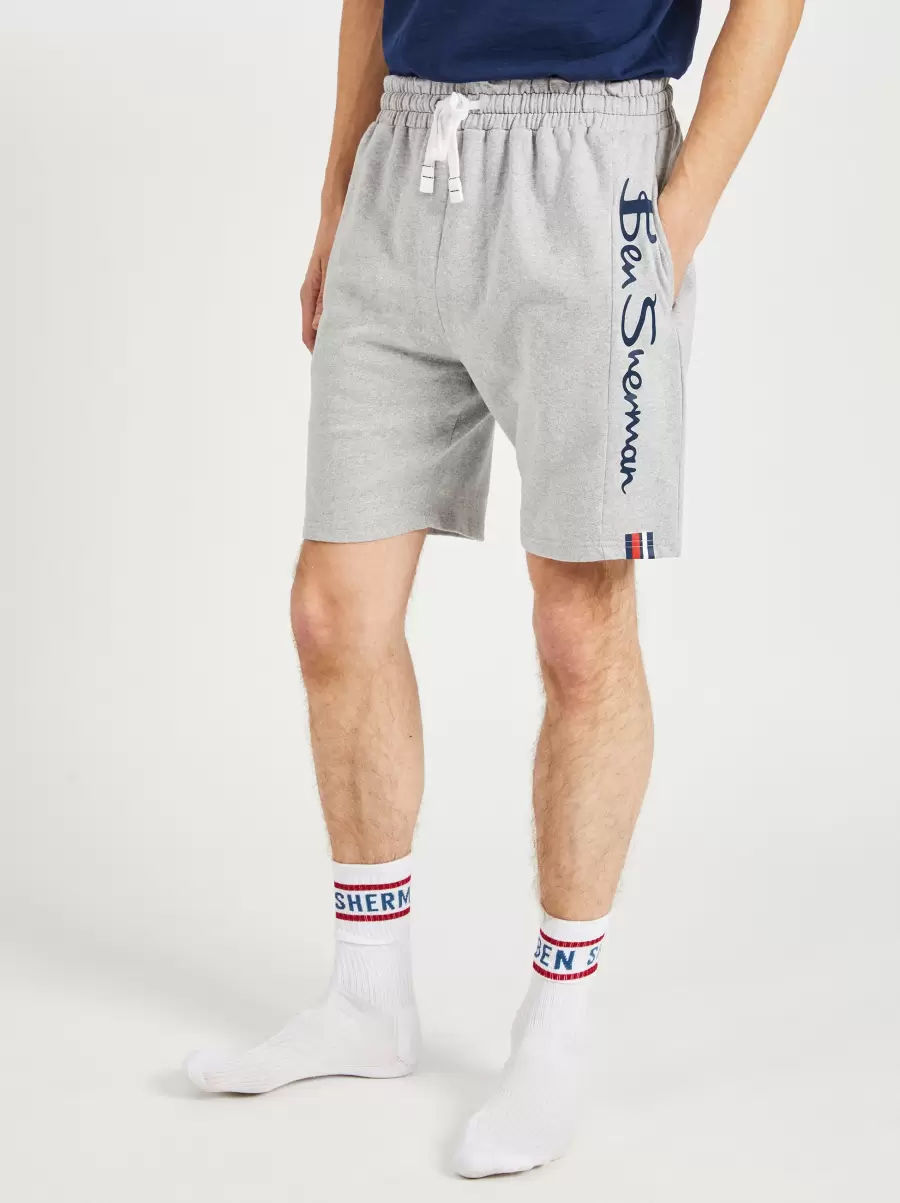 Ben Sherman Grey Uncompromising Casual Knit Logo Shorts - Grey Shorts Men