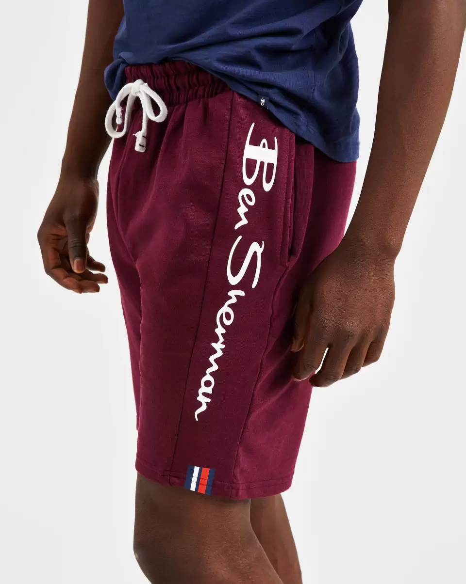 Top Casual Knit Logo Shorts - Burgundy Shorts Ben Sherman Men Burgundy - 1