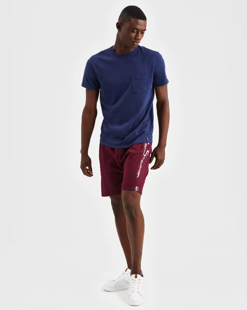 Top Casual Knit Logo Shorts - Burgundy Shorts Ben Sherman Men Burgundy - 2