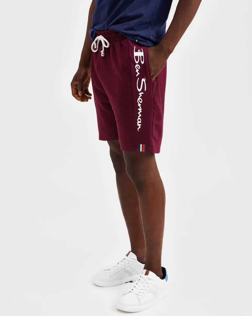 Top Casual Knit Logo Shorts - Burgundy Shorts Ben Sherman Men Burgundy - 3