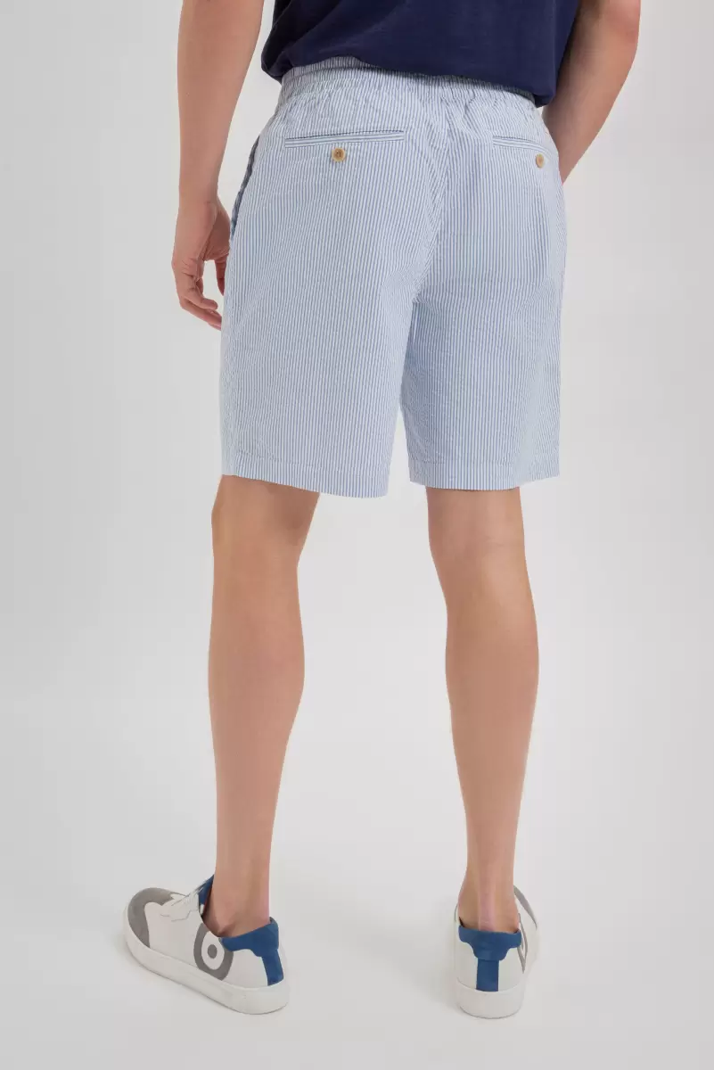 Seersucker Slim Fit Bengal Stripe Short - Light Blue/Ecru Affordable Men Shorts Ben Sherman Light Blue/Ecru - 2