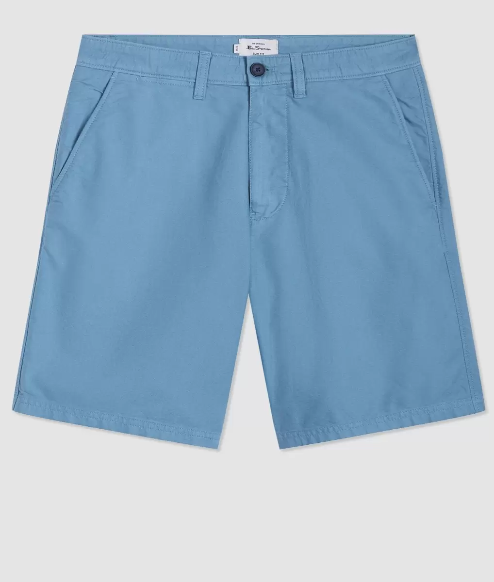 Online Ben Sherman Men Dusty Blue Beatnik Oxford Garment Dye Slim Short - Dusty Blue Shorts