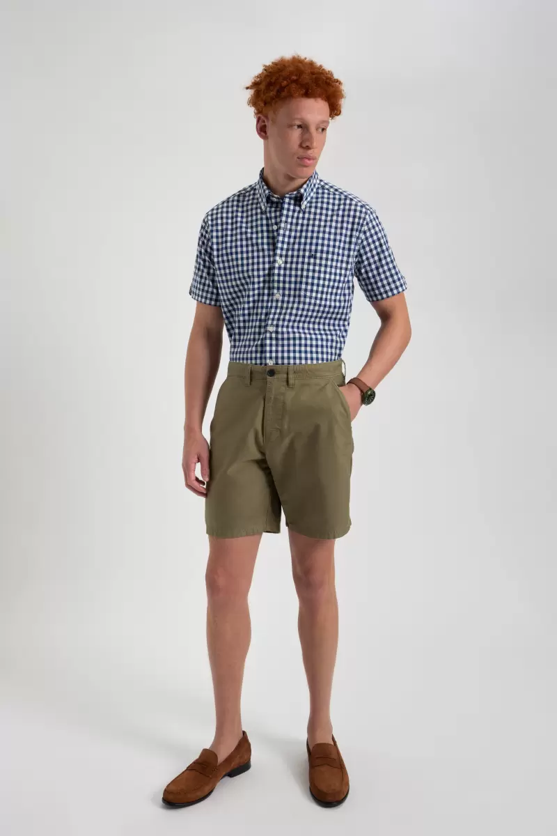 Ben Sherman Beatnik Oxford Garment Dye Slim Short - Light Olive Light Olive Shorts Cheap Men - 3