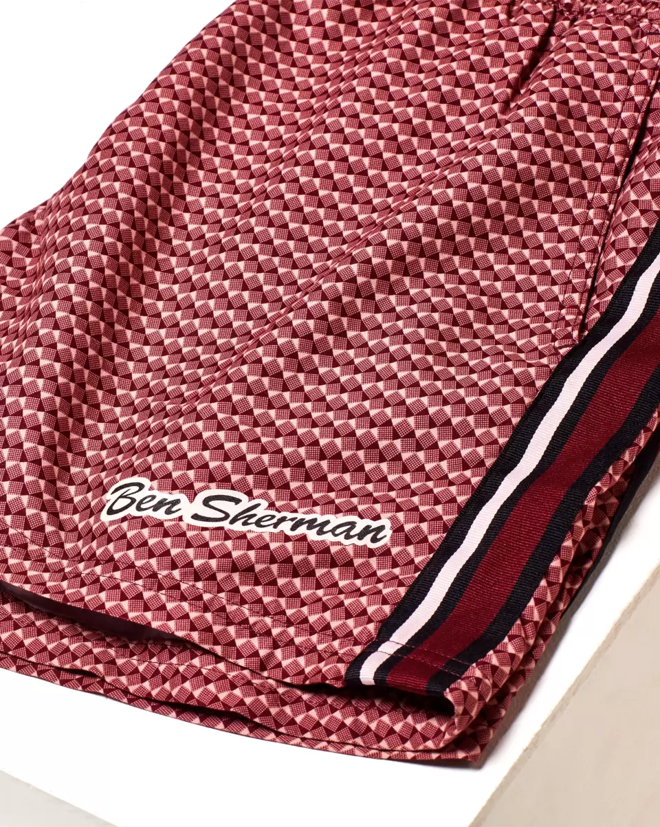 Discount Ben Sherman Shorts Men's Mandalay Geo Print Swim Short - Pink Pink Men - 3