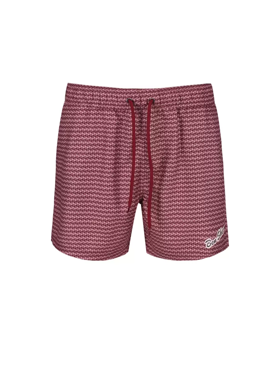 Discount Ben Sherman Shorts Men's Mandalay Geo Print Swim Short - Pink Pink Men - 4