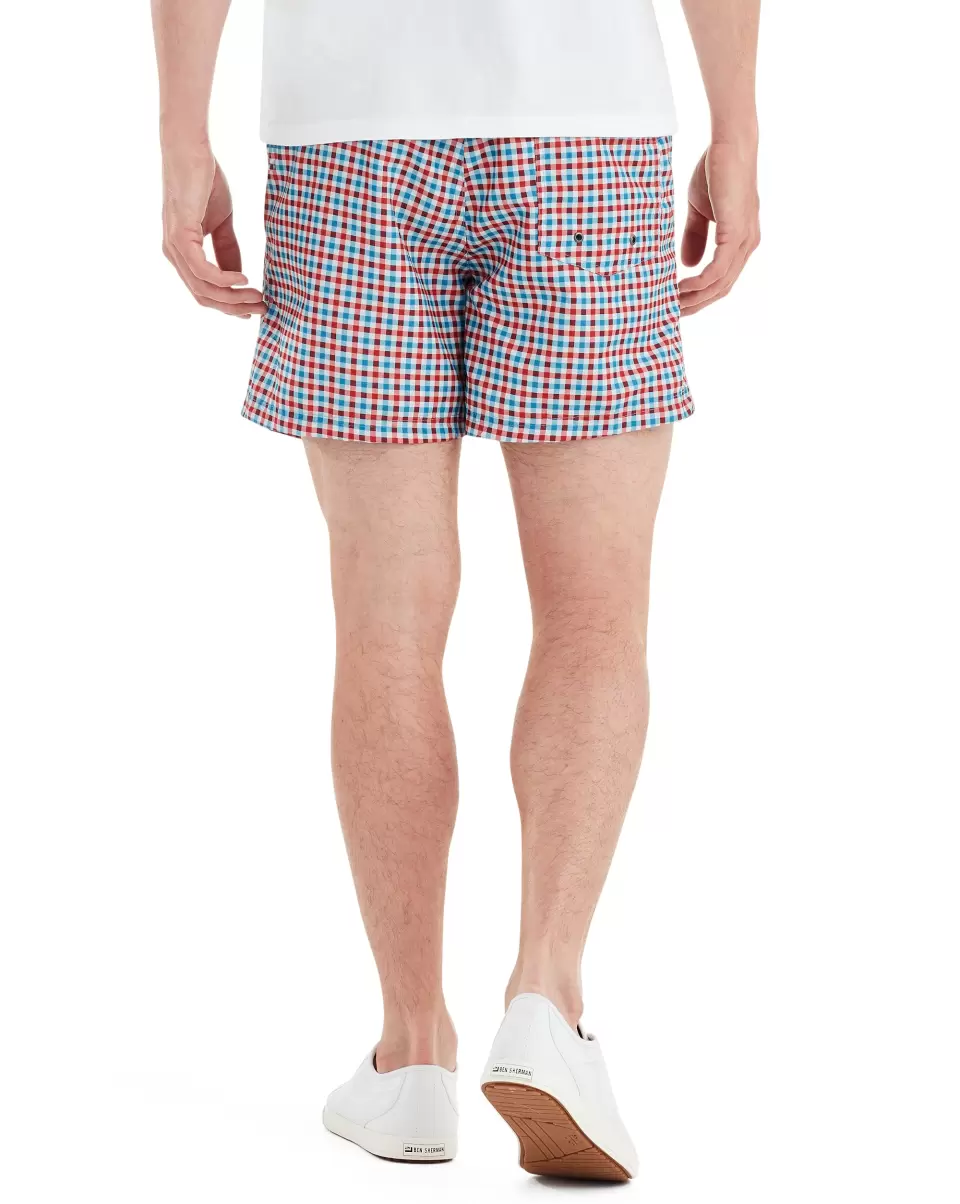 Blue/Red Introductory Offer Men Men's Palm Beach Gingham Check Swim Short - Blue/Red Ben Sherman Shorts - 2