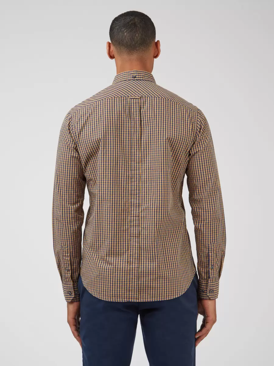 Long Sleeve Shirts Contemporary Ben Sherman Signature Long-Sleeve Gingham Shirt - Ochre Men Ochre|Default Title - 5