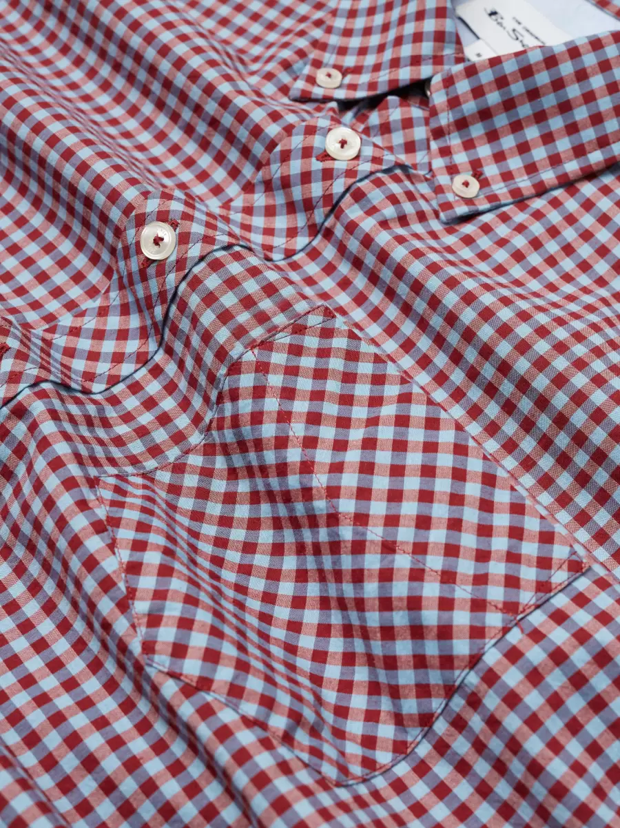 Men Order Claret Signature Long-Sleeve Gingham Shirt - Claret Long Sleeve Shirts Ben Sherman - 6