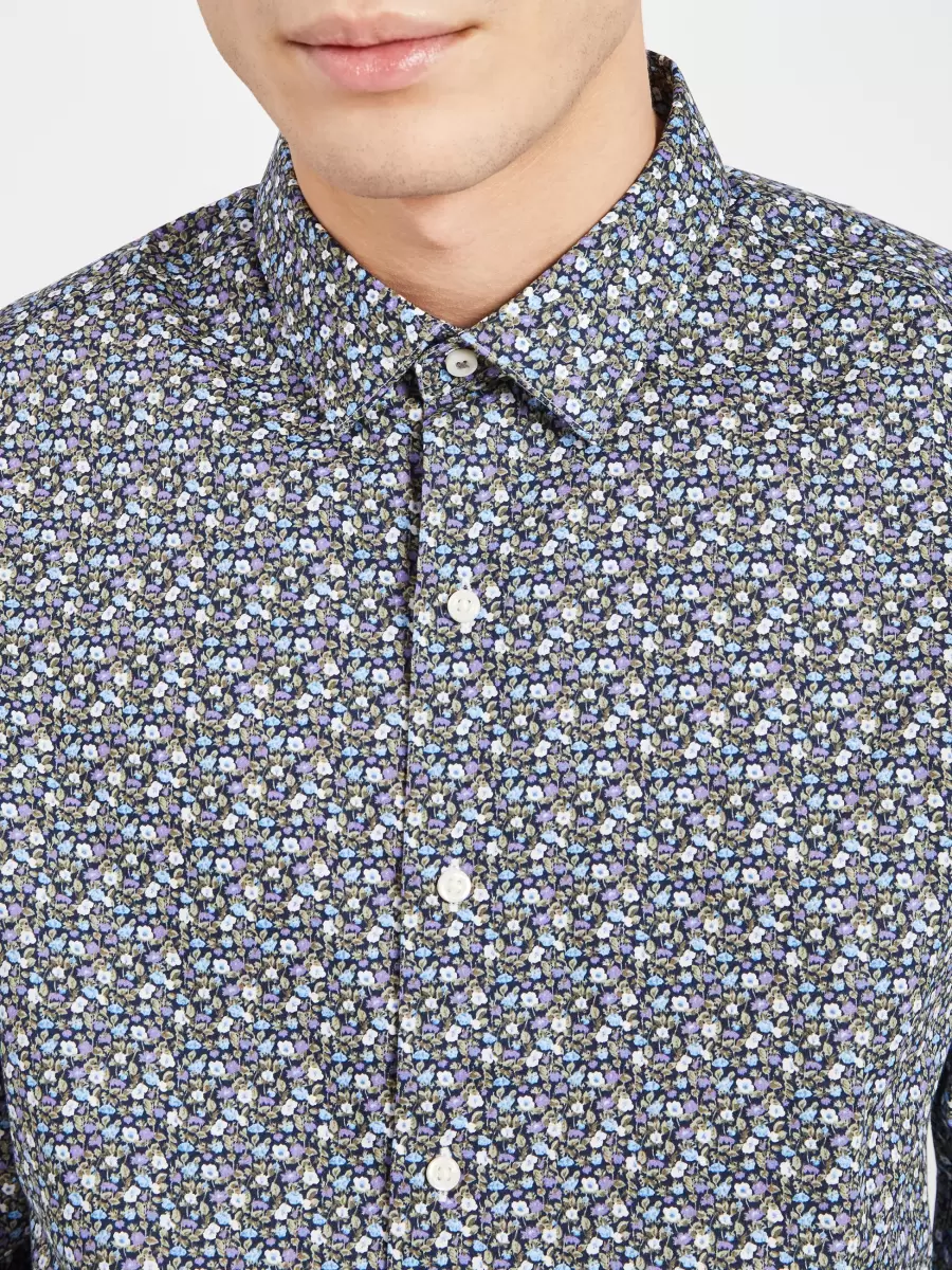 Ben Sherman Long Sleeve Shirts Multi Generate Men Grey & Blue Skinny Fit Dress Shirt - Multi - 1