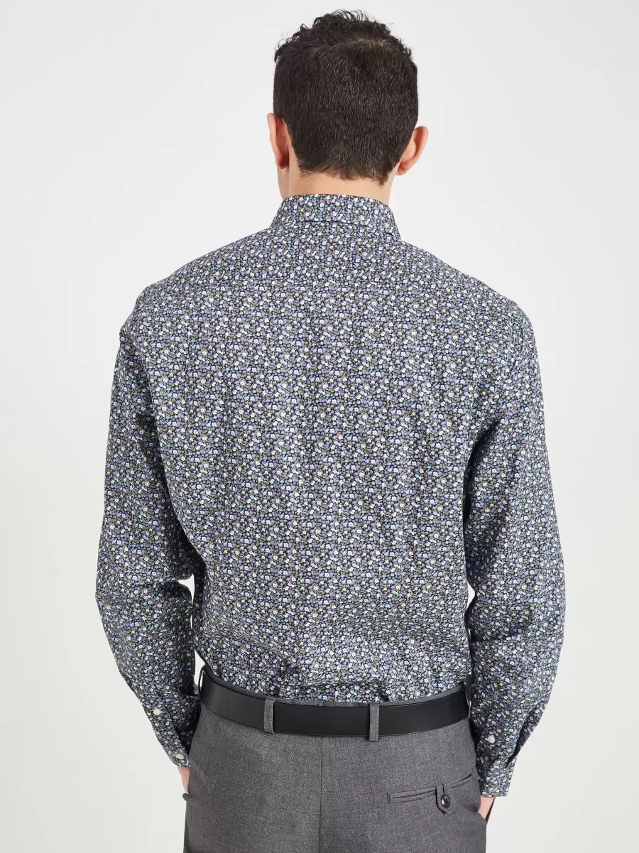Ben Sherman Long Sleeve Shirts Multi Generate Men Grey & Blue Skinny Fit Dress Shirt - Multi - 4
