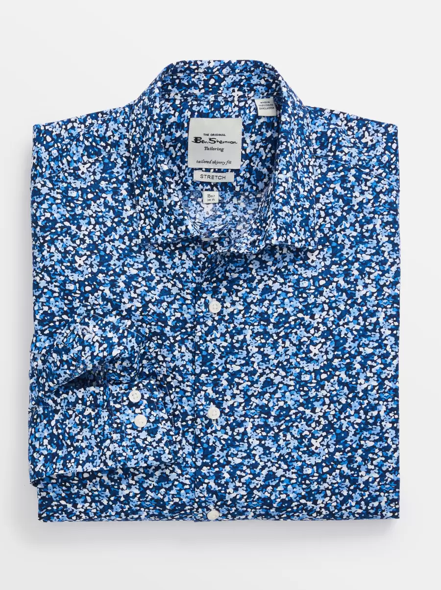 Men Unbeatable Price Long Sleeve Shirts Multi Ben Sherman Blue Floral Skinny Fit Dress Shirt - Multi