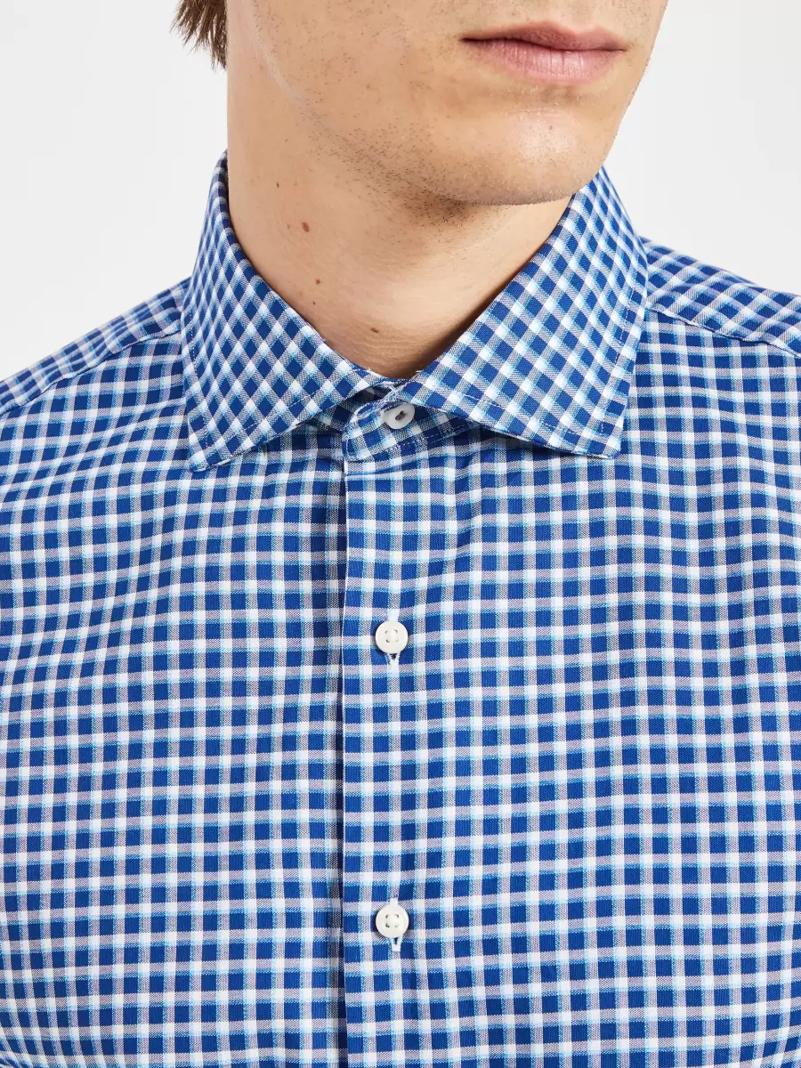 Long Sleeve Shirts Pinpoint Check Slim Fit Dress Shirt - Teal/Blue Teal/Blue Men Ben Sherman Personalized - 1