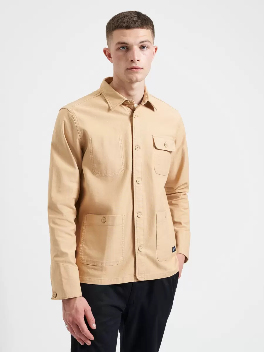 Modern Ben Sherman Men Mustard Yellow Garment Dye Chore Shirt Jacket - Mustard Yellow Long Sleeve Shirts - 4