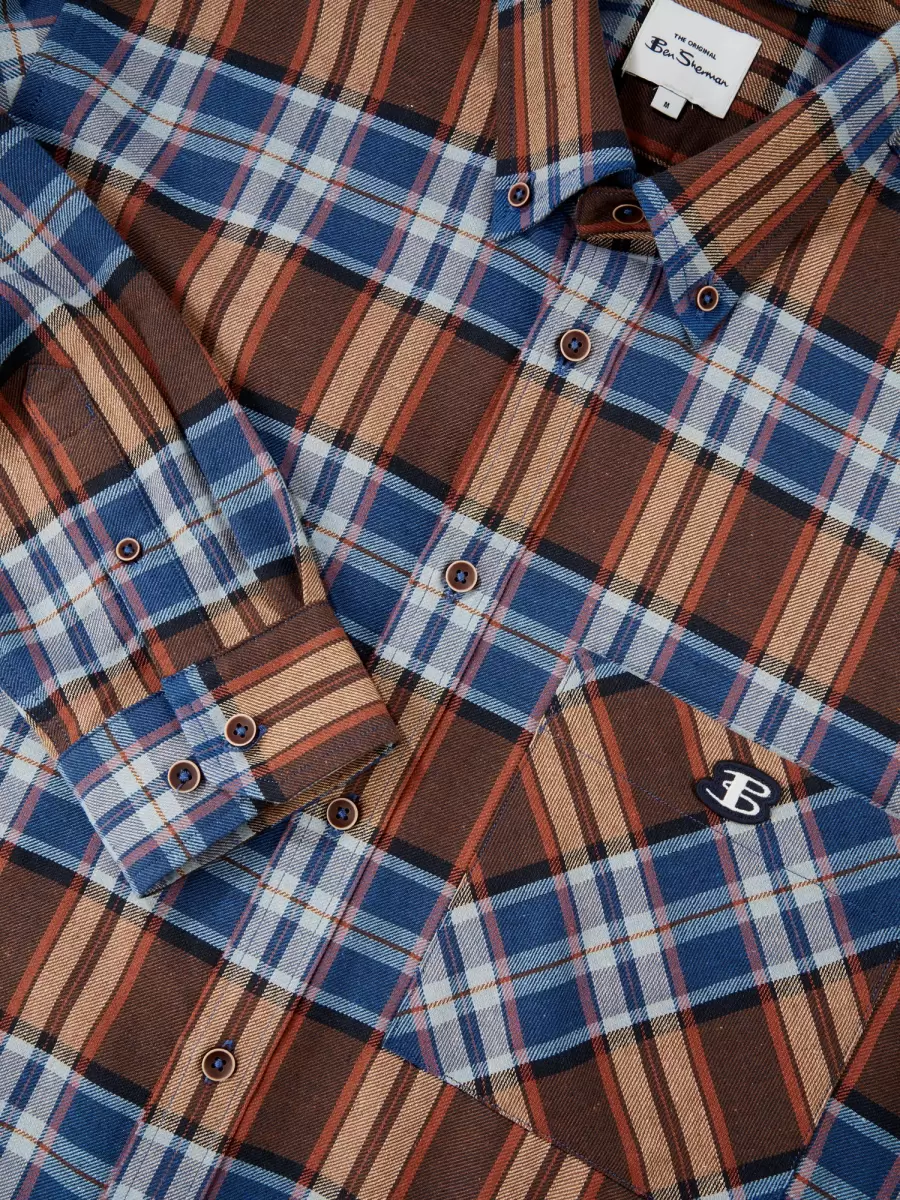Royal Blue Long Sleeve Shirts Savings B By Ben Sherman Long-Sleeve Recycled Check Shirt - Royal Blue Men - 3