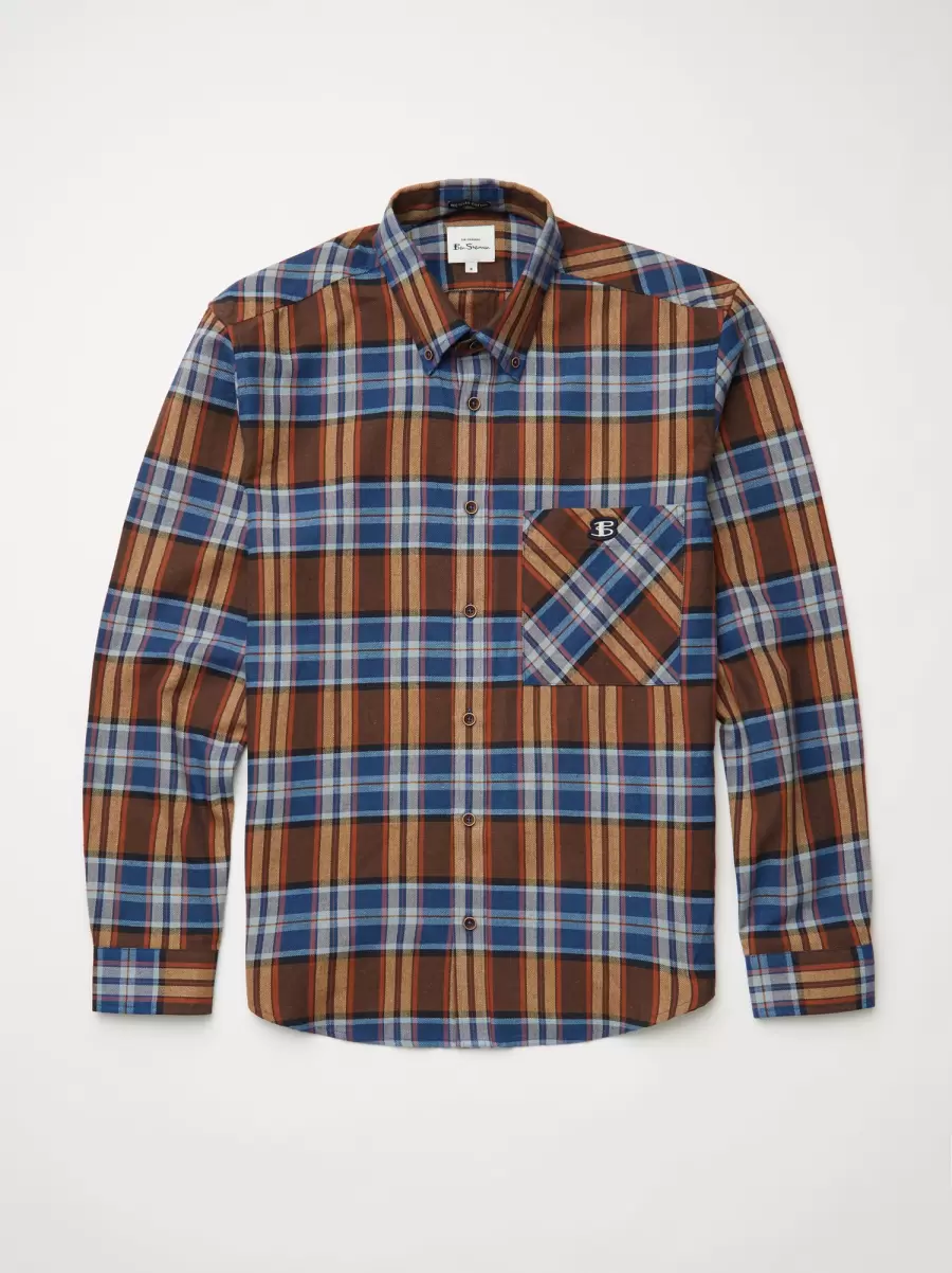 Royal Blue Long Sleeve Shirts Savings B By Ben Sherman Long-Sleeve Recycled Check Shirt - Royal Blue Men - 5