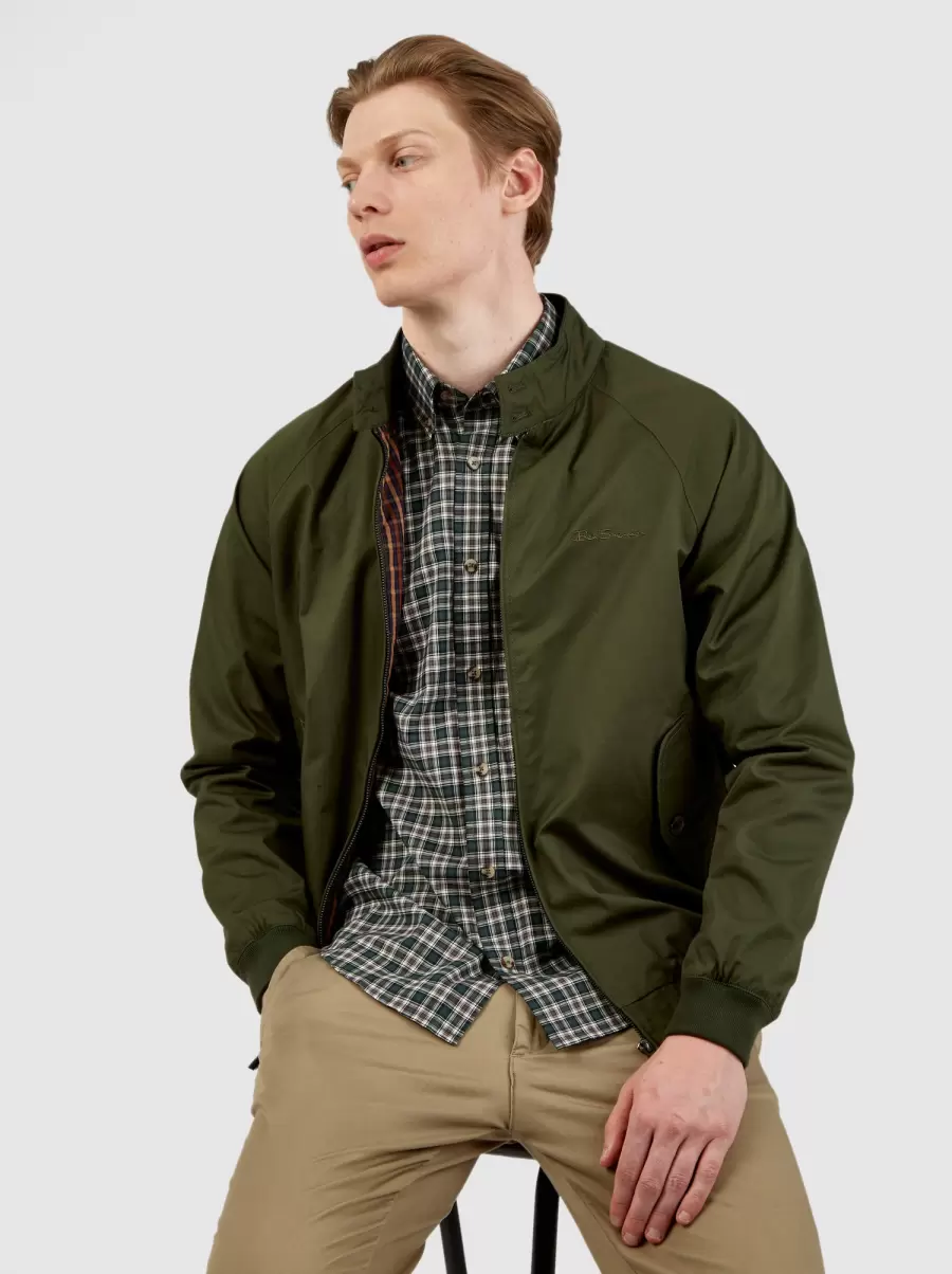 Long-Sleeve Mini Tartan-Check Shirt - Dark Green Trusted Men Dark Green Long Sleeve Shirts Ben Sherman - 2