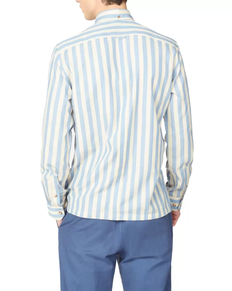 Men Long Sleeve Shirts Long-Sleeve Candy-Stripe Shirt - Riviera Blue Unique Ben Sherman Riviera Blue - 2