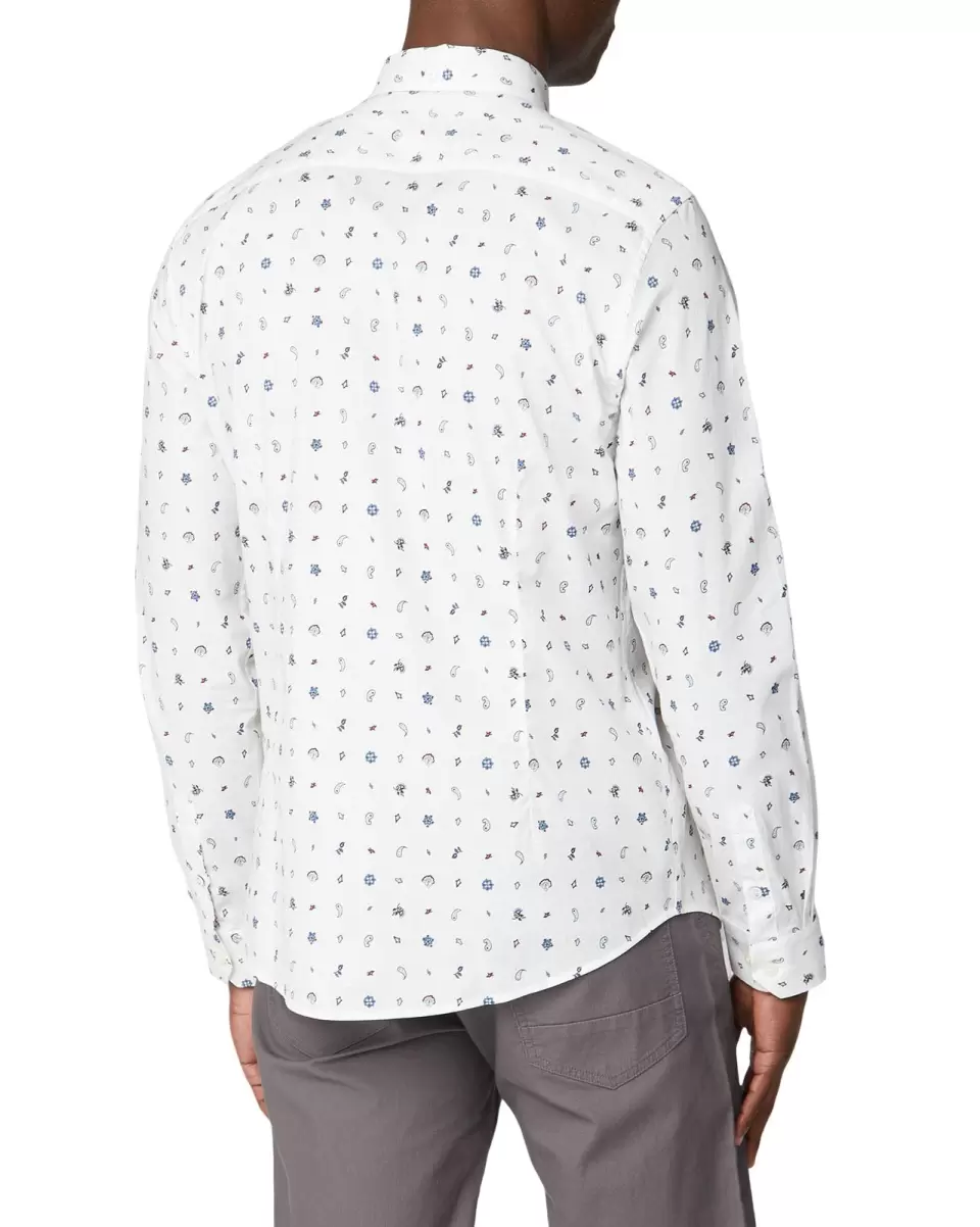Men Long Sleeve Shirts Off White Long-Sleeve Conversational Print Shirt - Off White Offer Ben Sherman - 1