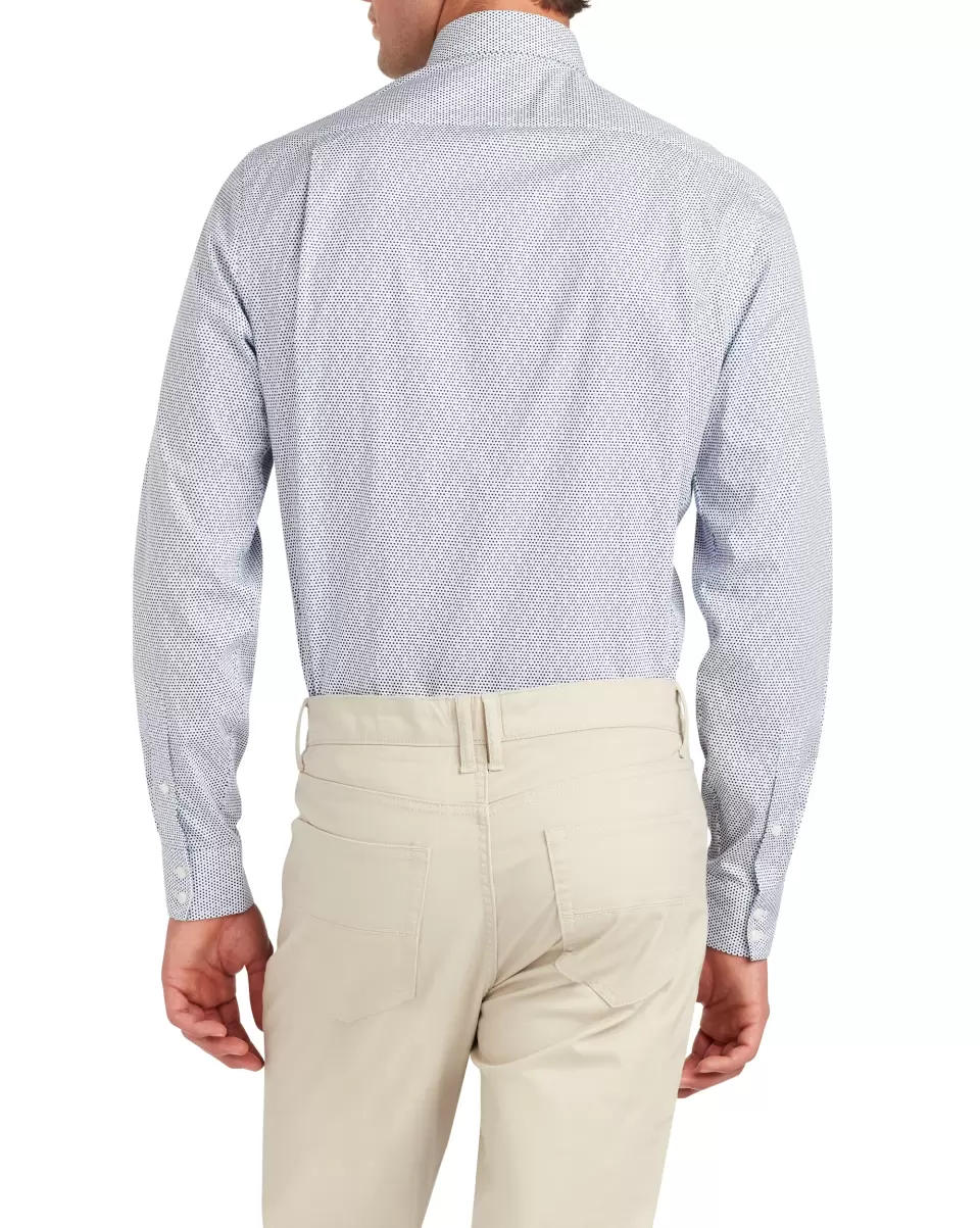 Navy Long Sleeve Shirts Safe Men Dot Print Slim Fit Dress Shirt - Navy Ben Sherman - 1