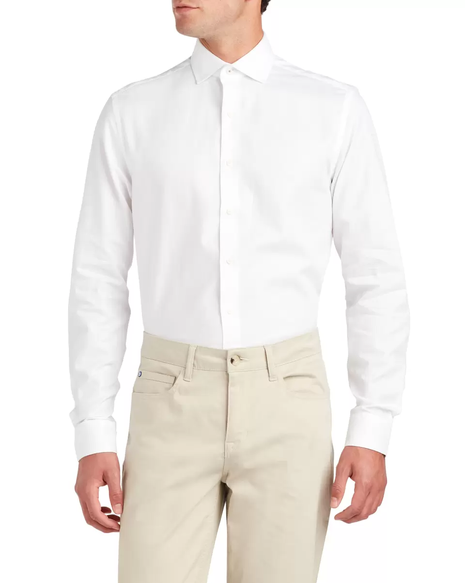Ben Sherman Floral Geo Dobby Slim Fit Dress Shirt - White Men White Redefine Long Sleeve Shirts