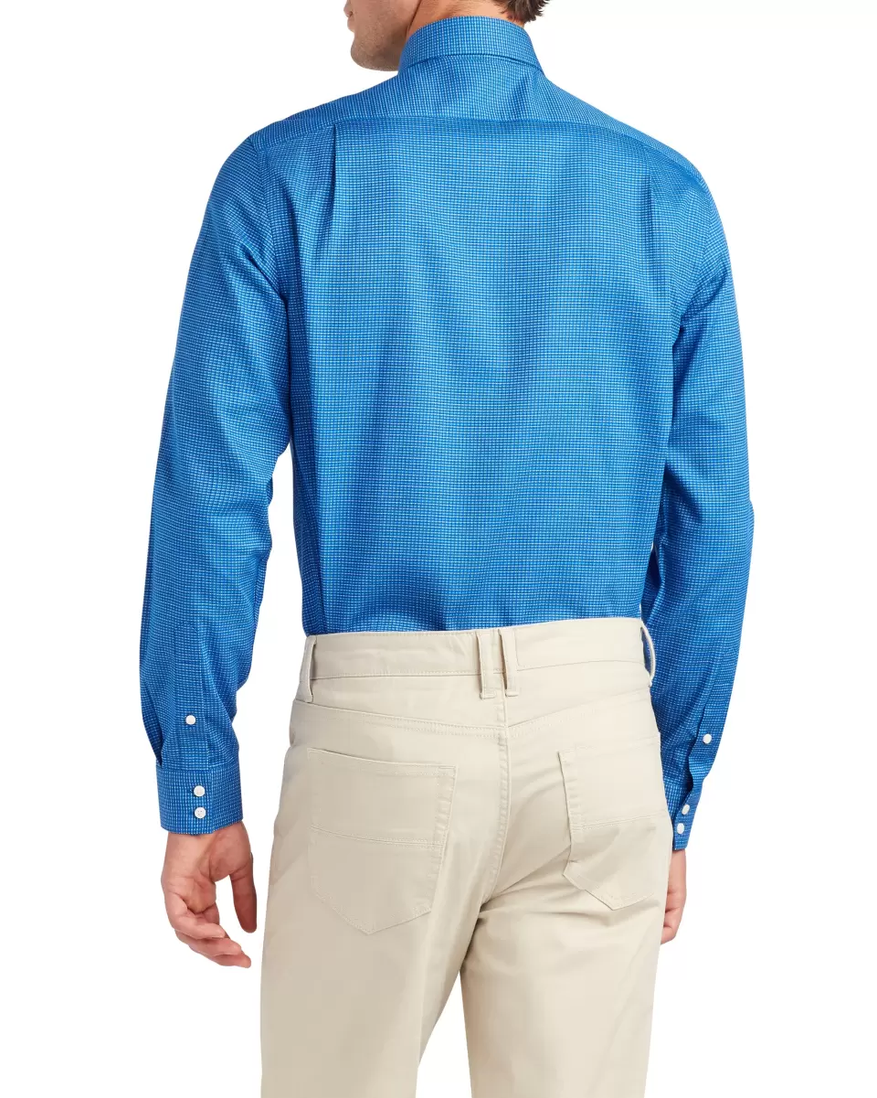 Dobby Check Slim Fit Dress Shirt - Royal Blue Affordable Ben Sherman Long Sleeve Shirts Royal Blue Men - 1